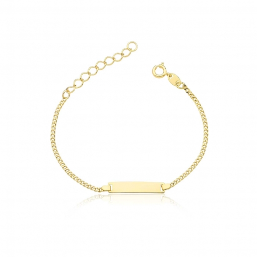 Pulseira folheada infantil plaquinha lisa