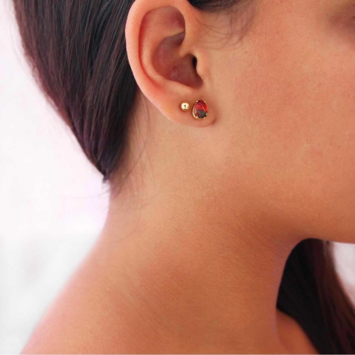 Brinco pedra rainbow em gota pequeno