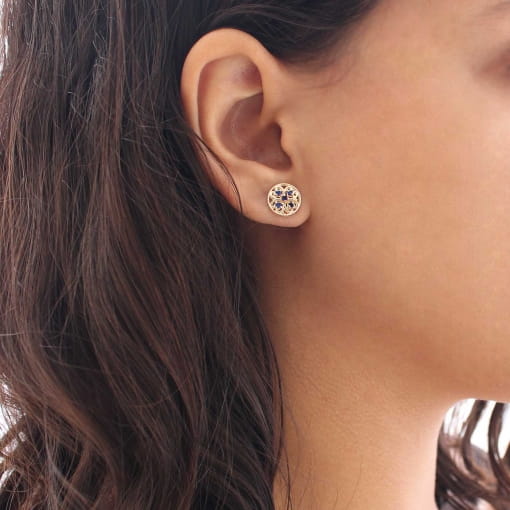 Brinco círculo estilo mandala com zircônias