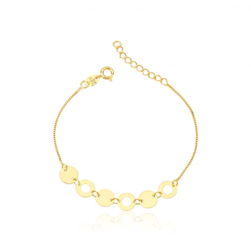 Pulseira com círculos lisos e vazados alternados