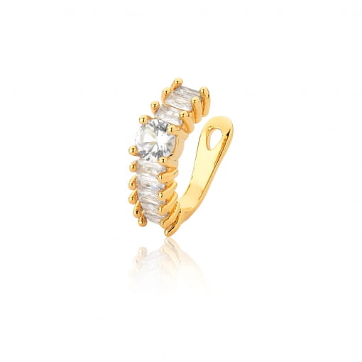 Piercing fake com zircônias palito e zircônia redonda no meio
