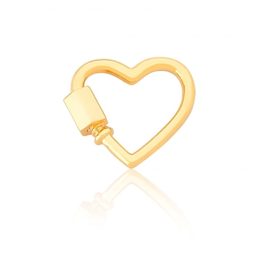 Pingente de coração liso com abotoador de enroscar