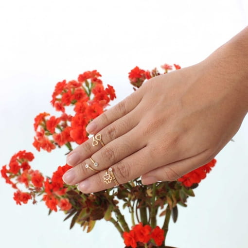 Anel regulável de FALANGE ou INFANTIL com zircônia e patinha