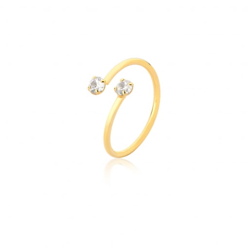 Anel folheado regulável FALANGE ou INFANTIL com 2 zircônias