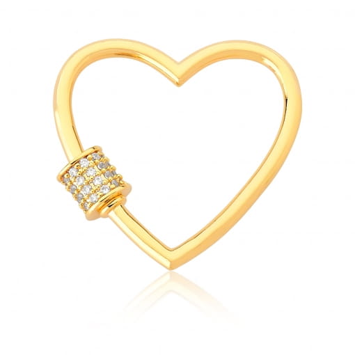 Pingente de coração com abotoador de micro zircônias
