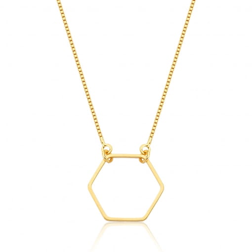 Gargantilha choker corrente veneziana com pingente hexagono