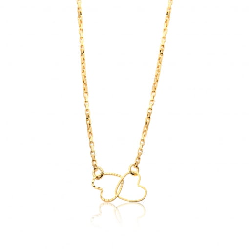 Gargantilha choker com 2 corações vazados diamantados