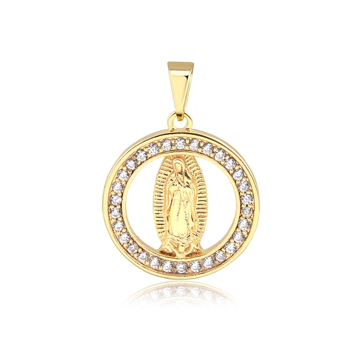 Pingente folheado de Nossa Senhora de Guadalupe com zircônias