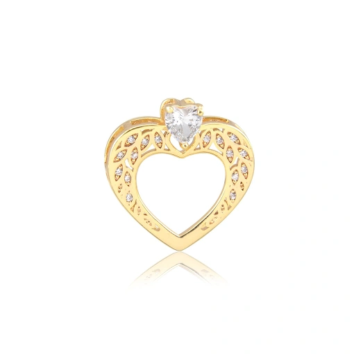 Pingente folheado coração vazado com zircônias