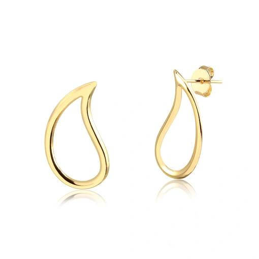 Brinco folheado liso com formato de uma gota