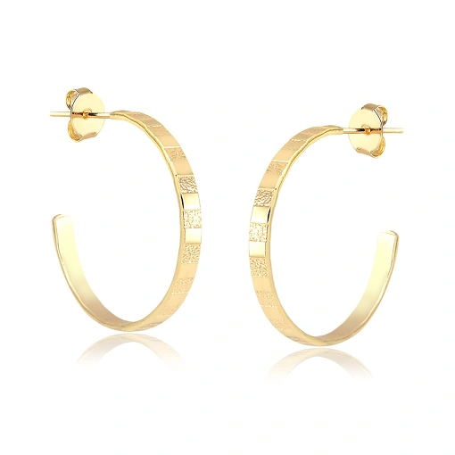 Brinco argola folheado fio partes liso intercalando com fosco