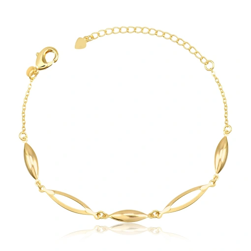 Pulseira folheada elos navete diversificados lisos e vazados