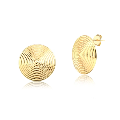 Brinco folheado formato redondo com design espiral