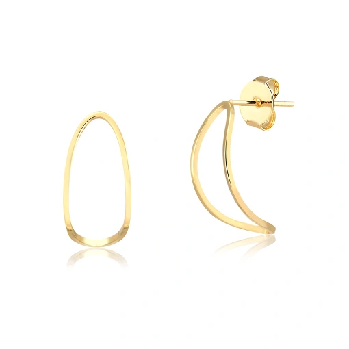 Brinco folheado fios design navete formato abaulado