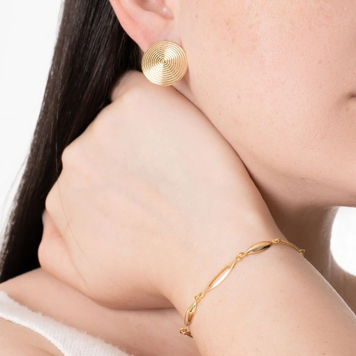 Pulseira folheada elos navete diversificados lisos e vazados