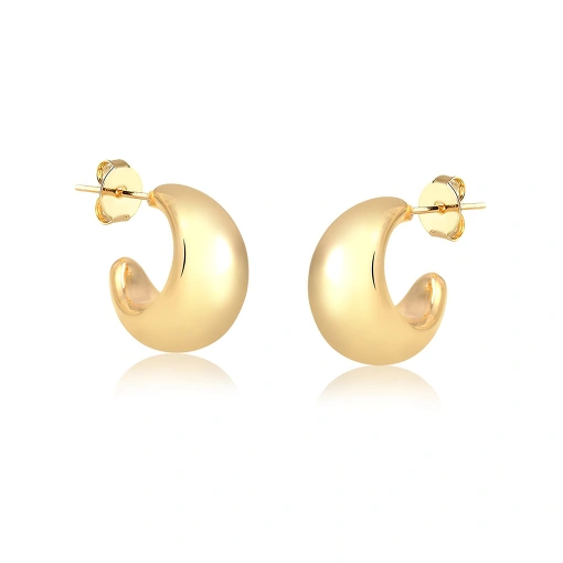 Brinco de argola folheado com tubo liso e design robusto