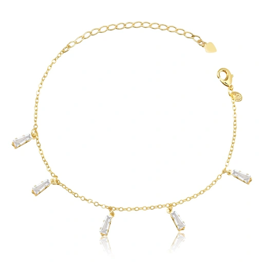 Pulseira folheada elo oval com pingentes retangulares fixados