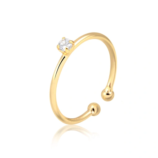 Anel folheado regulável estilo solitário para FALANGE e INFANTIL