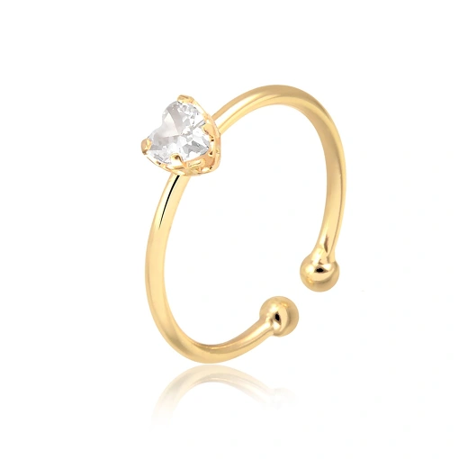 Anel folheado estilo solitário regulável na parte debaixo