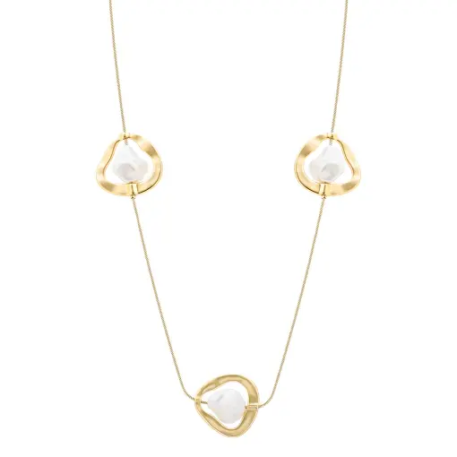 COLAR  COM ORGANICOS VAZADOS INTERCALANDO E PEROLA IRREGULAR