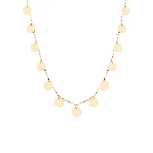 CHOCKER TREZES PLAQUINHAS REDONDAS LISAS PENDURADAS