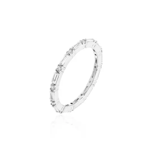 ANEL RETANGULAR BAGUETADO INTERCALANDO PONTOS DE LUZ