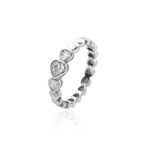 ANEL INTEIRO CORACOES LISO TRES CORACOES CENTRAL 4 MM CRAVACAO I