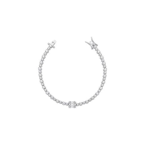 PULSEIRA TIPO RIVIERA REDONDO ZIRCONIA BRANCA 3MM