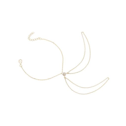 PULSEIRA DE MÃO ELOS PORTUGUESES COM UMA FLOR CRAVEJADA COM PEDR