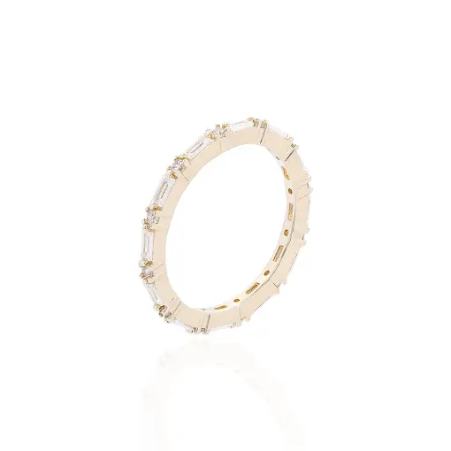 ANEL RETANGULAR BAGUETADO INTERCALANDO PONTOS DE LUZ