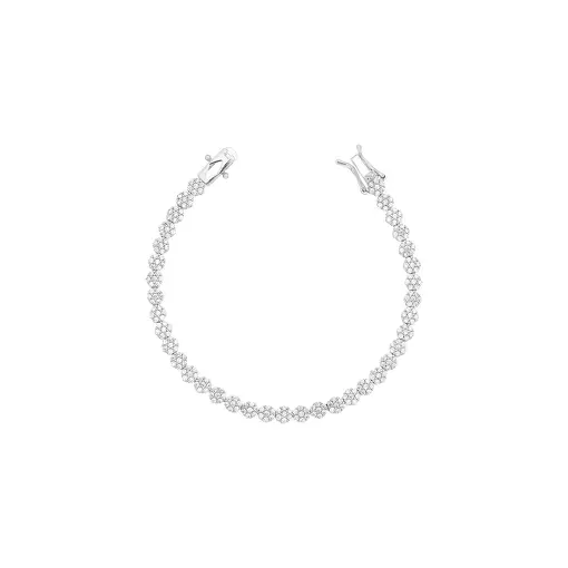 PULSEIRA INTEIRA DE FLORES CRAVEJADAS SEIS PETALAS