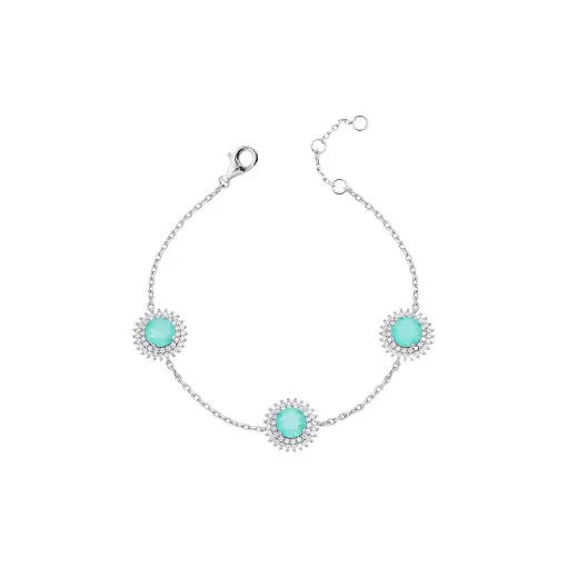 PULSEIRA COM TRES PEDRAS REDONDAS DE 7X7MM E CRAVACAO AO REDOR