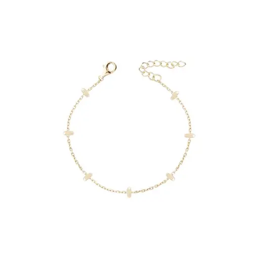 PULSEIRA COM SETE BOLINHAS LISAS INTERCALADAS NA EXTREMIDADE DA