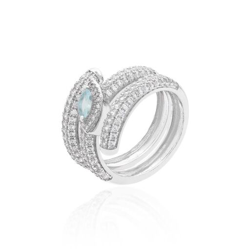 ANEL ENTREABERTO TRES FILEIRAS CRAVEJADO SERPENTINA OVAL DE 3MM