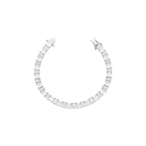 PULSEIRA TIPO RIVIERA COM ZIRCONIA BRANCA DE 3MM E 5MM