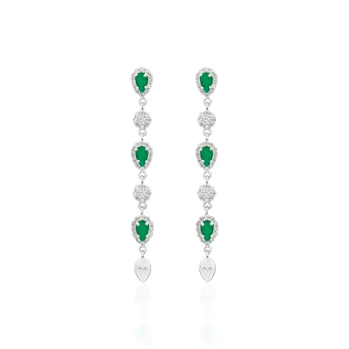 BRINCO PENDURADO DE GOTA INVERTIDA CRAVACAO INTERCALANDO COM PON