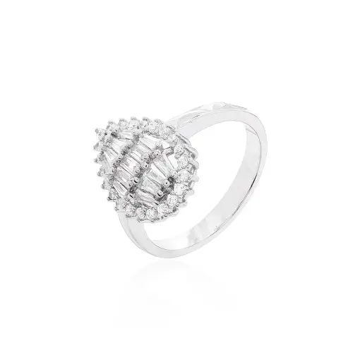 ANEL FORMATO GOTA BAGUETADO CRAVACAO PRINCESA EM VOLTA