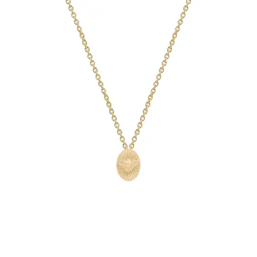 COLAR  ELO PORTUGUES COM PINGENTE OVAL DIVINO RAIADO