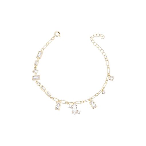 PULSEIRA COM ARGOLA CRAVEJADA E PEDRAS DE VARIOS FORMATOS PENDUR