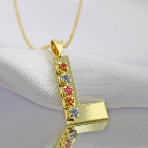 Colar Letra Personalizada com Caixinha de Pedras