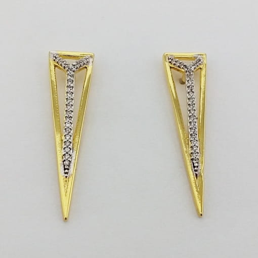 Brinco Triângulo com Fileiras de Zircônias