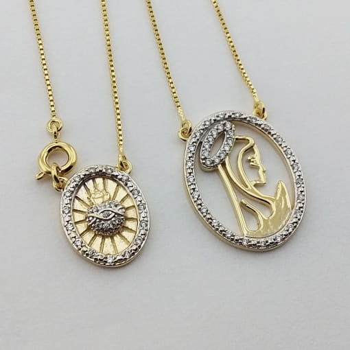 Colar Escapulário Nossa Senhora com Micro Zircônias
