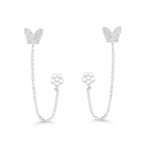 BRINCO DUPLO BORBOLETA E FLOR