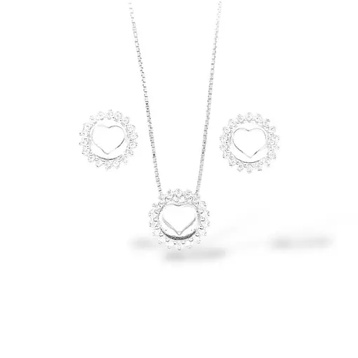 CONJUNTO CORAÇÃO VAZADO + CAIXA DE VELUDO