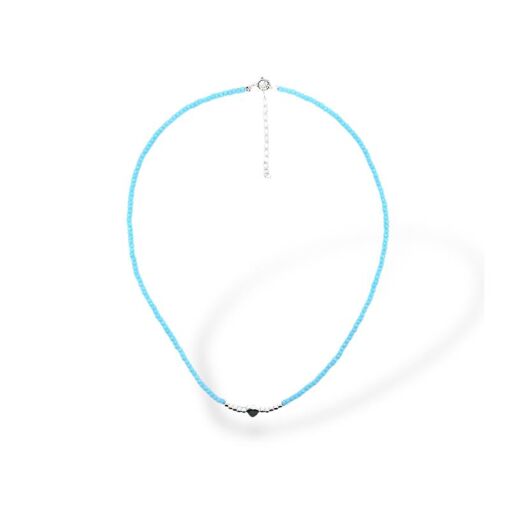 COLAR CRISTAIS CORAÇÃO COM BOLINHAS