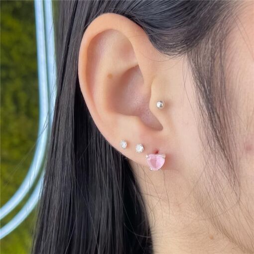 CONJUNTO CORAÇÃO CRISTAL ROSA FOSCO P