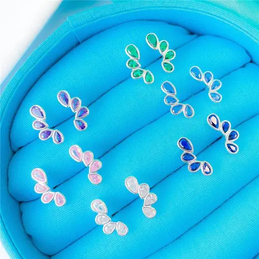 BRINCO EAR CUFF GOTAS ESMERALDA