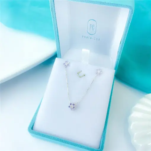 CONJUNTO FLOR LILÁS + CAIXA DE VELUDO