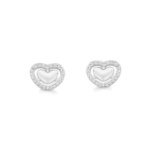 BRINCO CORACAO LISO CRAVEJADO REDOR ZIRCONIA