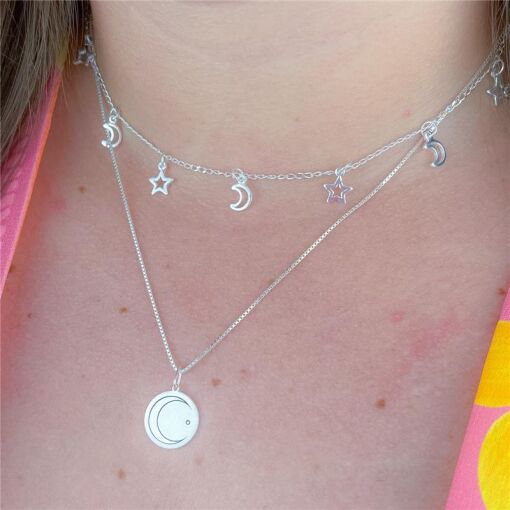 CHOKER ESTRELA E LUA